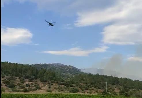  ЦУК: еден полициски хеликоптер и авионот „ер трактор“ го гаснат пожарот кај Дојран и Богданци