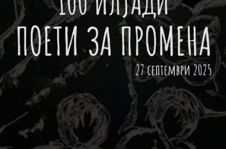 КОНКУРС ЗА ПОЕЗИЈА ЗА 15. ИЗДАНИЕ НА МАНИФЕСТАЦИЈАТА „100 ИЛЈАДИ ПОЕТИ ЗА ПРОМЕНА“ 2025 ГОДИНА